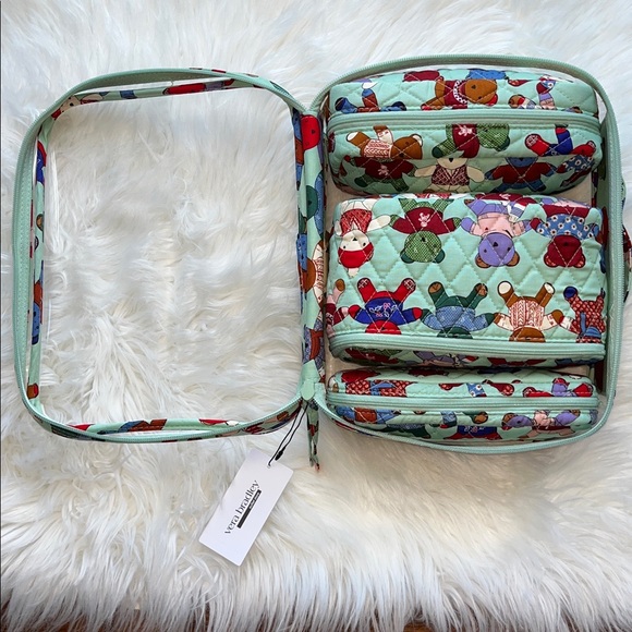🆕VERA BRADLEY Toasty Teddies 4pc Cosmetic Set Zipper Travel Organization Storage - Picture 4 of 8
